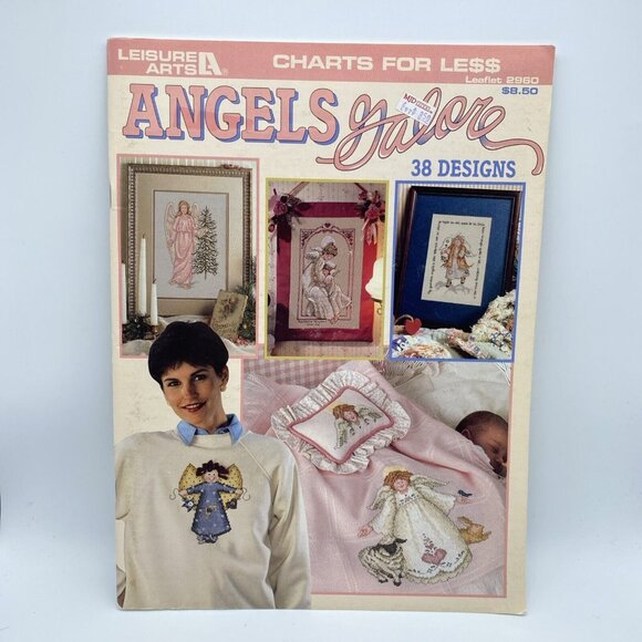 Angels Galore Cross Stitch Pattern Book 38 Designs Leisure Arts 2960 Vintage - Picture 2 of 13